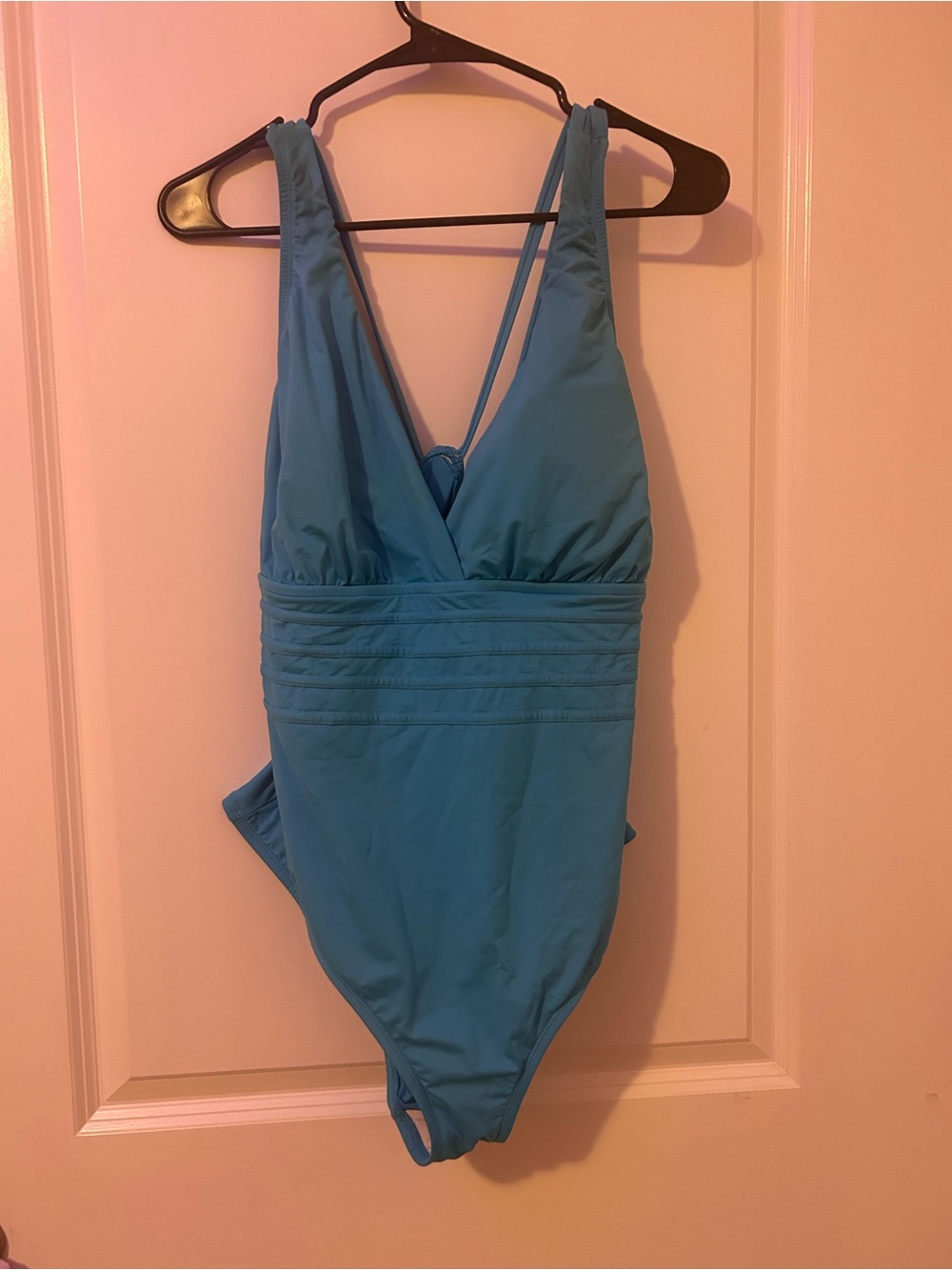 La Blanca Turquoise V-Neck One-Piece Swimsuit